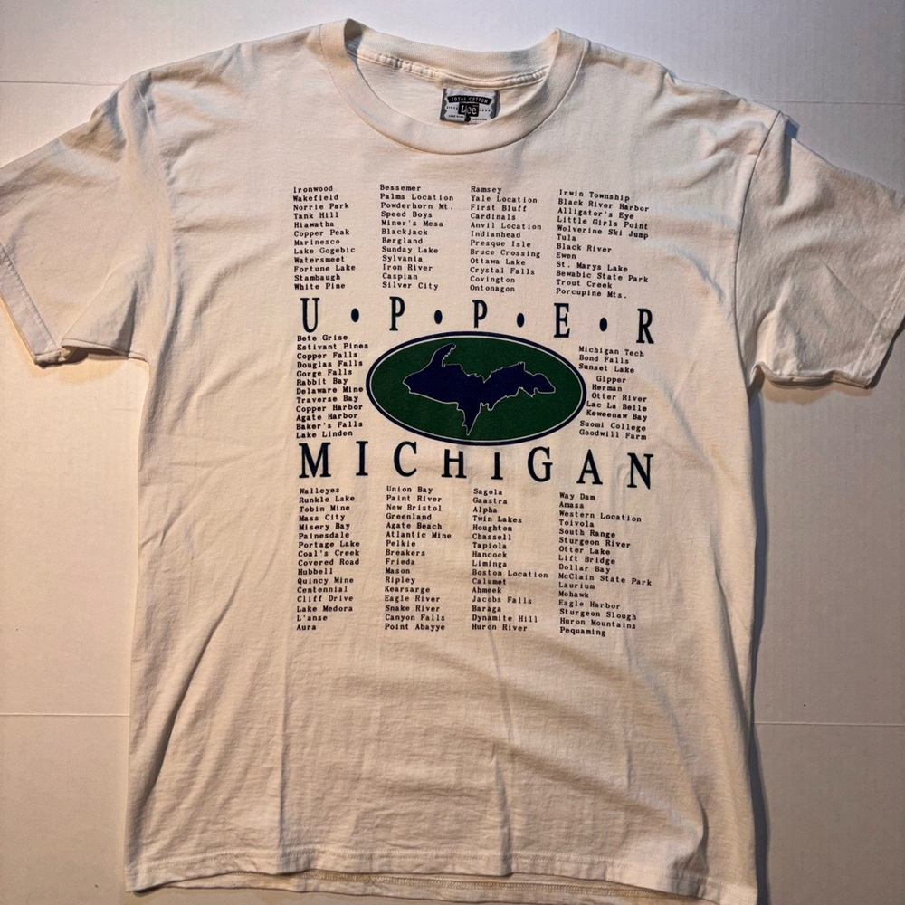 Vtg Lee Michigan Upper Peninsula City Tourist Souvenir 90’s USA T-shirt Large